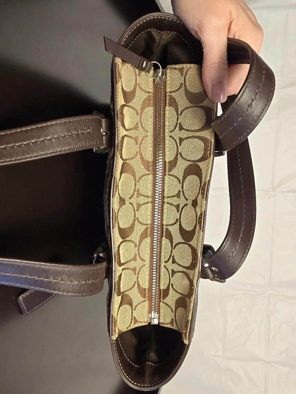 Coach Hampton's Brown and Tan Signature Book Tote Bag